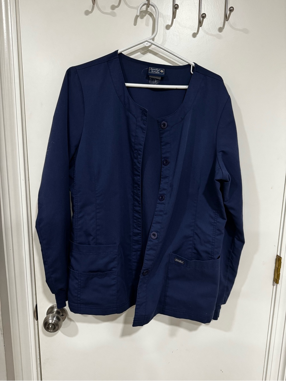 Sanibel Navy Women's Button-Front Scrub Jacket
